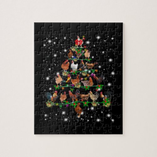 Chicken Christmas Tree Covered By Flashlight Jigsaw Puzzle