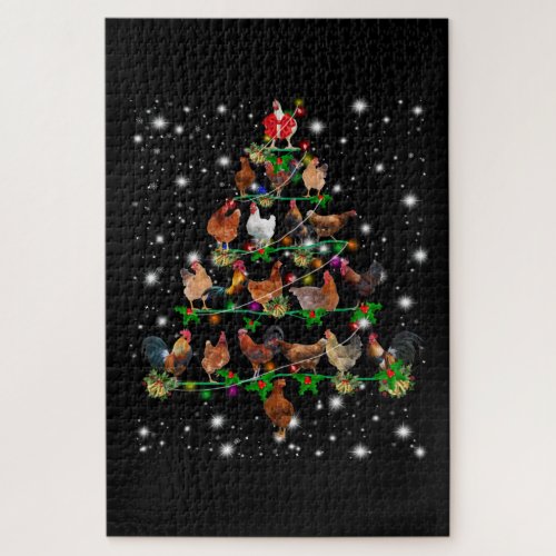 Chicken Christmas Tree Covered By Flashlight Jigsaw Puzzle