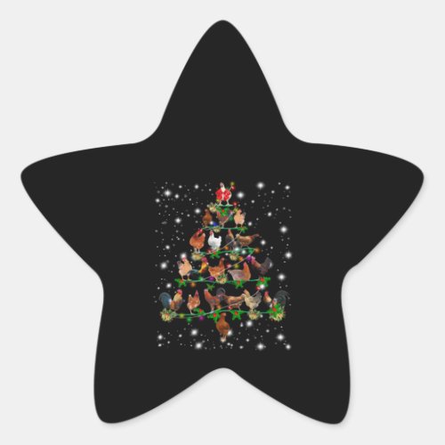 Chicken Christmas Tree Covered By Flashlight Star Sticker
