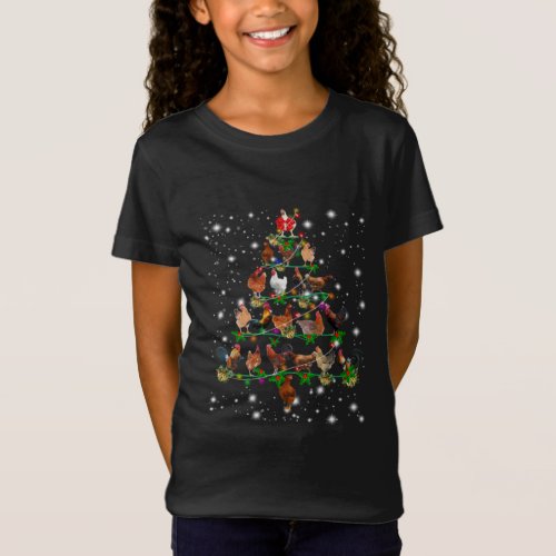 Chicken Christmas Tree Covered By Flashlight T_Shirt