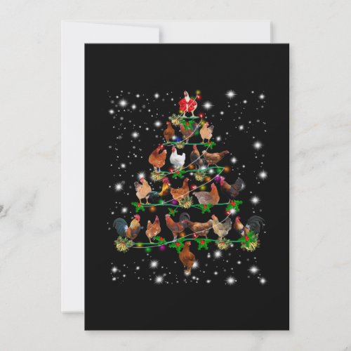 Chicken Christmas Tree Covered By Flashlight Thank You Card