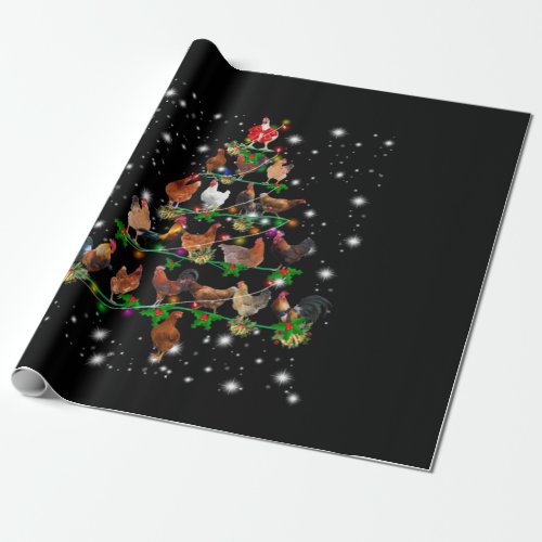 Chicken Christmas Tree Covered By Flashlight Wrapping Paper