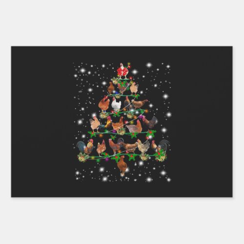 Chicken Christmas Tree Covered By Flashlight Wrapping Paper Sheets