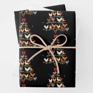 Chicken Christmas Tree Decor Xmas Chickens Lover Wrapping Paper Sheets