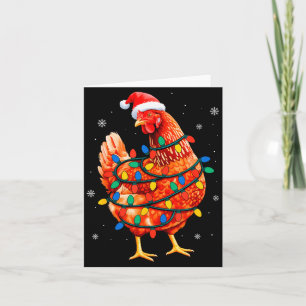 Chicken Christmas Tree Lights Farm Animal Santa Xm Card