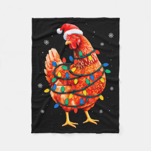 Chicken Christmas Tree Lights Farm Animal Santa Xm Fleece Blanket
