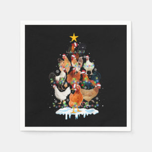Chicken Christmas Tree Lights Funny Chicken Lover  Napkins