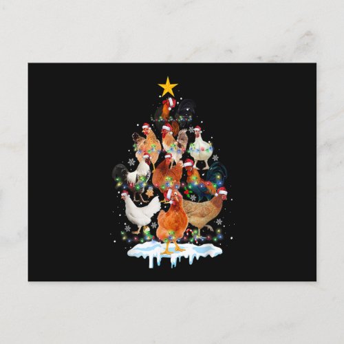 Chicken Christmas Tree Lights Funny Chicken Lover  Postcard