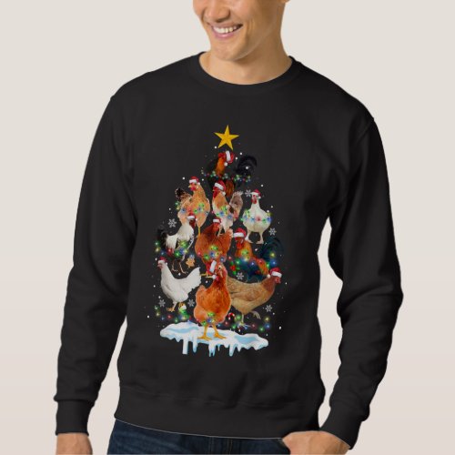 Chicken Christmas Tree Lights Funny Chicken Lover  Sweatshirt
