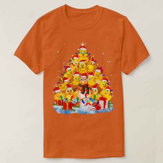 Chicken Christmas Tree Lights Funny Chicken Xmas  T-Shirt (Design Front)