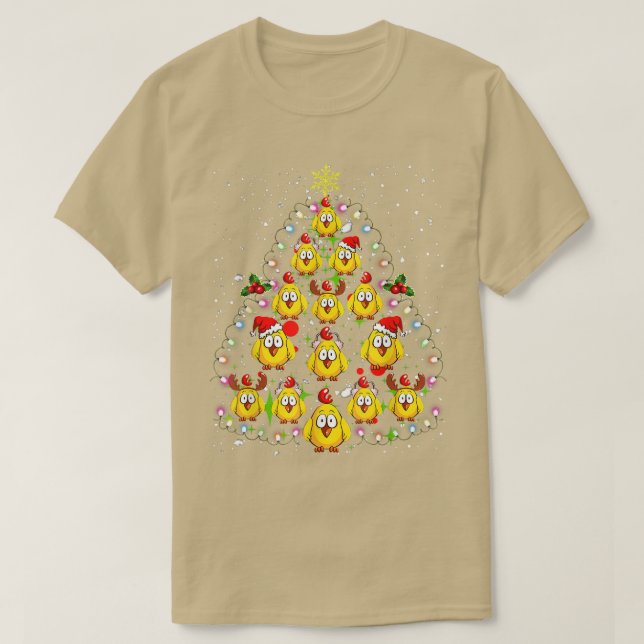 Chicken Christmas Tree Lights Funny Chicken Xmas  T-Shirt (Design Front)