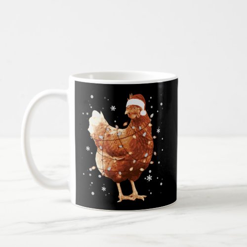 Chicken Christmas Tree Lights Santa Hat Funny Xmas Coffee Mug
