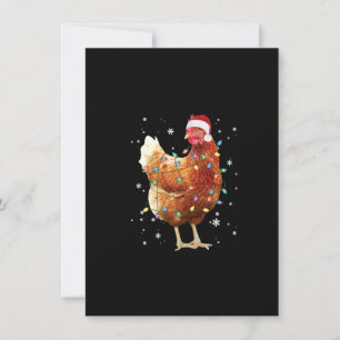 Chicken Christmas Tree Lights Santa Hat Funny Xmas Invitation
