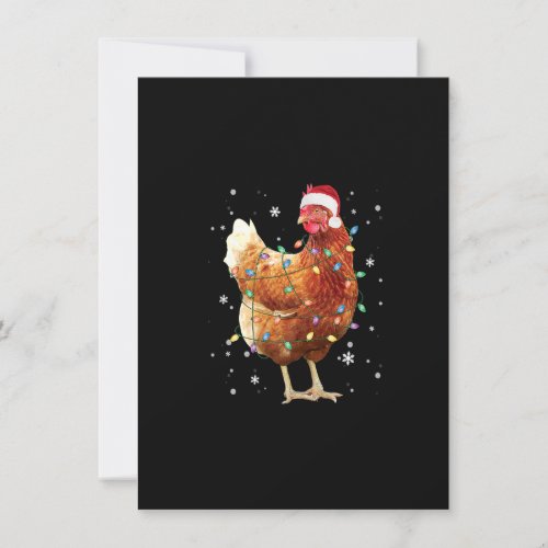 Chicken Christmas Tree Lights Santa Hat Funny Xmas Invitation