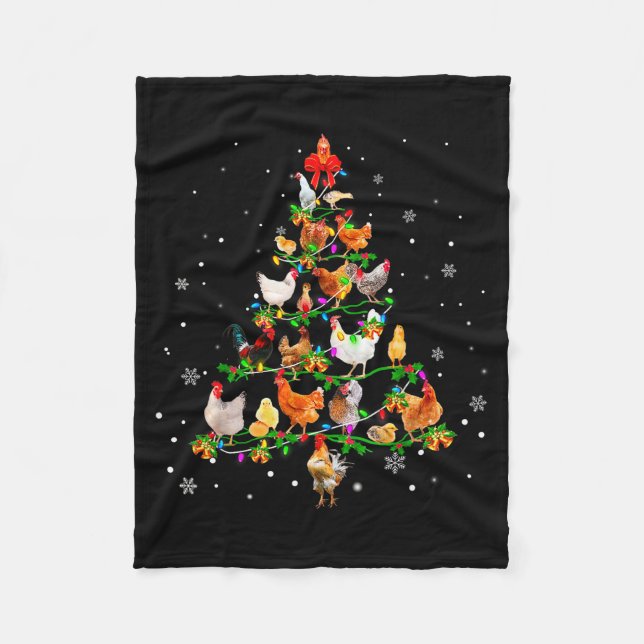 Chicken Christmas Tree Ornament Decor Xmas  Fleece Blanket (Front)