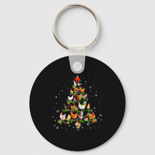 Chicken Christmas Tree Ornament Decor Xmas Keychain
