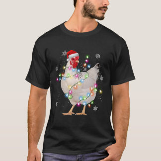 Chicken Christmas Tree Santa Funny Xmas Lights Chi T-Shirt