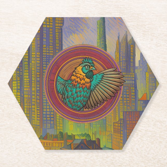 Chicken Circle Design Paper Coaster (Front)