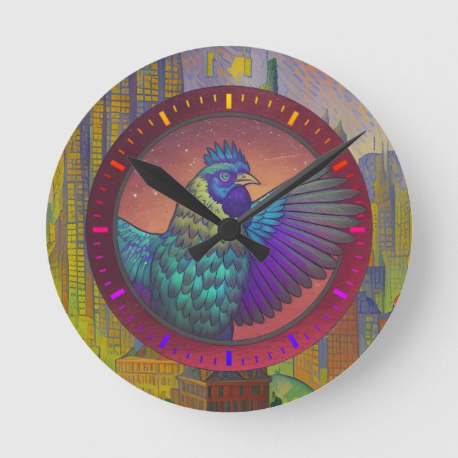Chicken circle design round clock (Front)
