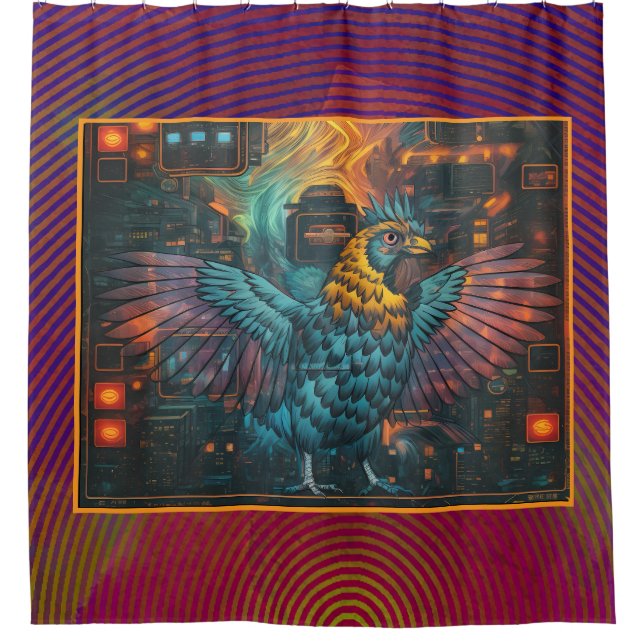 Chicken circle design shower curtain (Front)