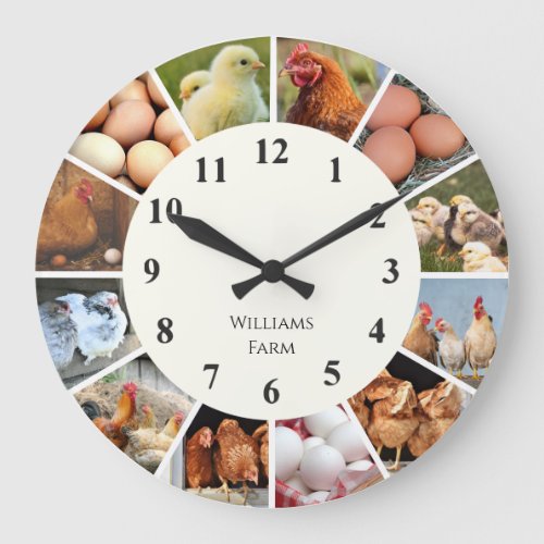 Chicken Clock _ Eggs Hens  Chickens Photo Collage