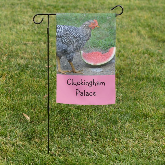 Chicken Cluckingham Palace Garden Flag (In SItu)