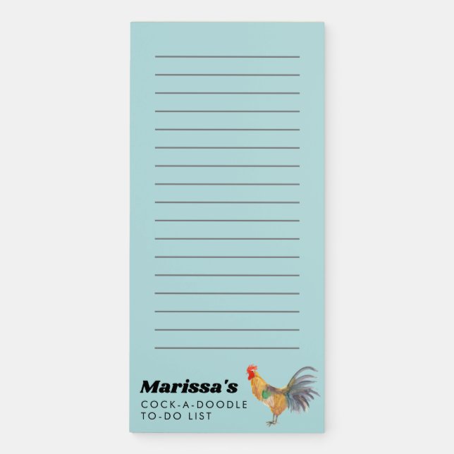 Chicken COCKADOODLE Custom Grocery TO-Do List  Magnetic Notepad (Front)