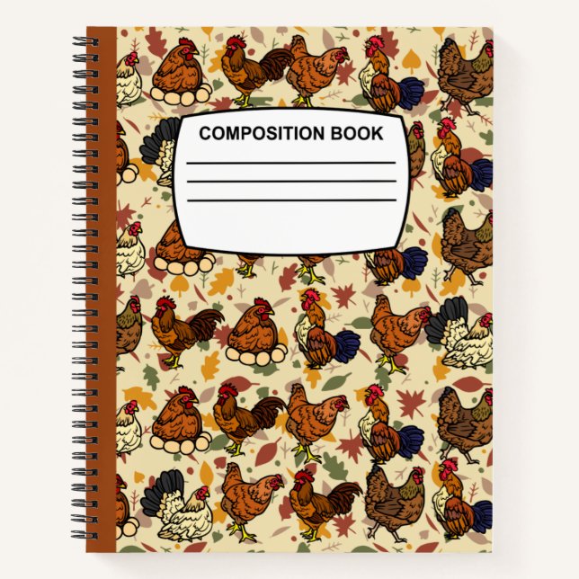 Chicken composition Notebook spiral wide ruled (Front)