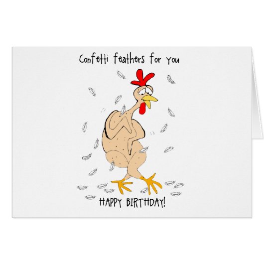 Chicken Confetti Feathers Cards (Front Horizontal)