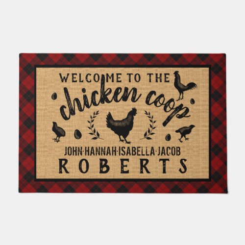 Chicken Coop Hen Red Buffalo Check Plaid Country L Doormat