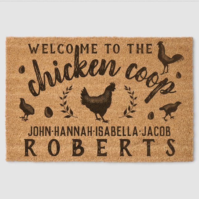 Chicken Coop Hen Rustic Country Farmhouse Custom Fiber Doormat (Front)