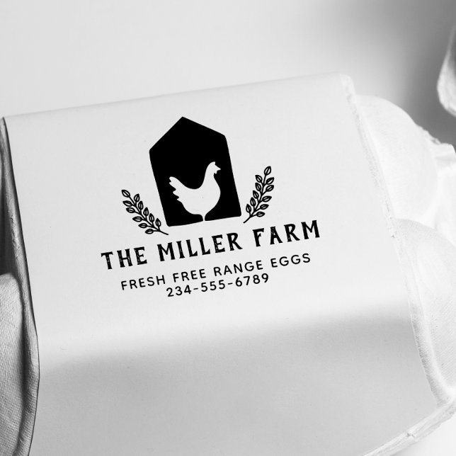 Chicken Coop Logo Custom Family Farm Egg Rubber Stamp (Rubber Stamp Mock-up)