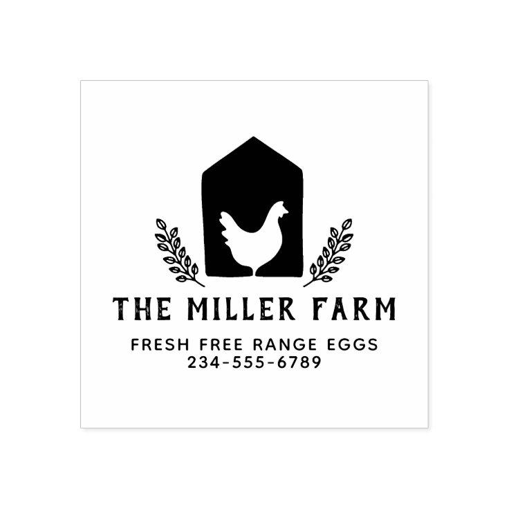 Chicken Coop Logo Custom Family Farm Egg Rubber Stamp Zazzle