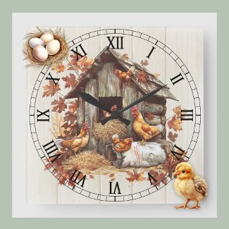 Chicken Coop Wall Clock