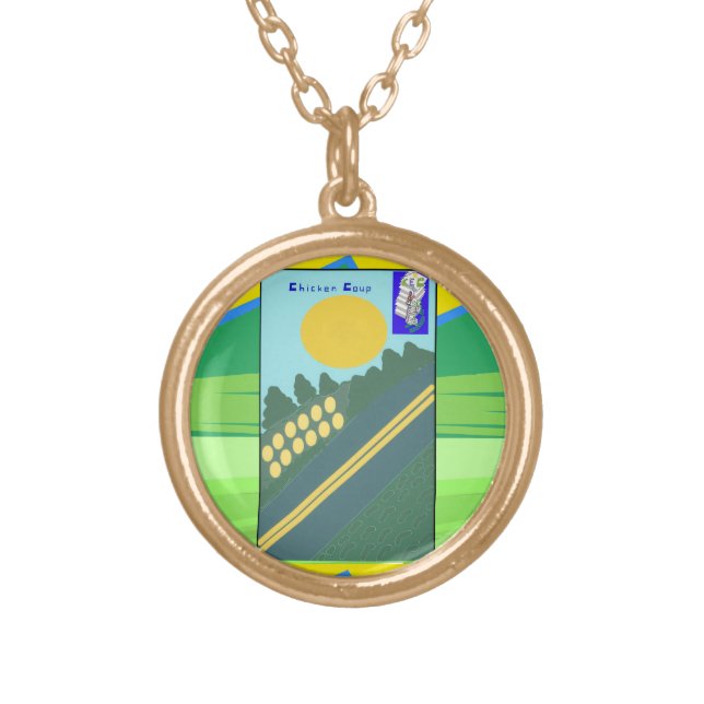 Chicken Coup  Gold Plated Necklace (Front)