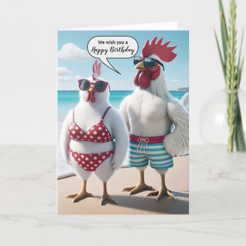 Chicken Couple Happy Birthday Card