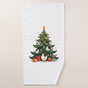Chicken Cow Goat Horse Farm Animal Farmer Christma Bath Towel