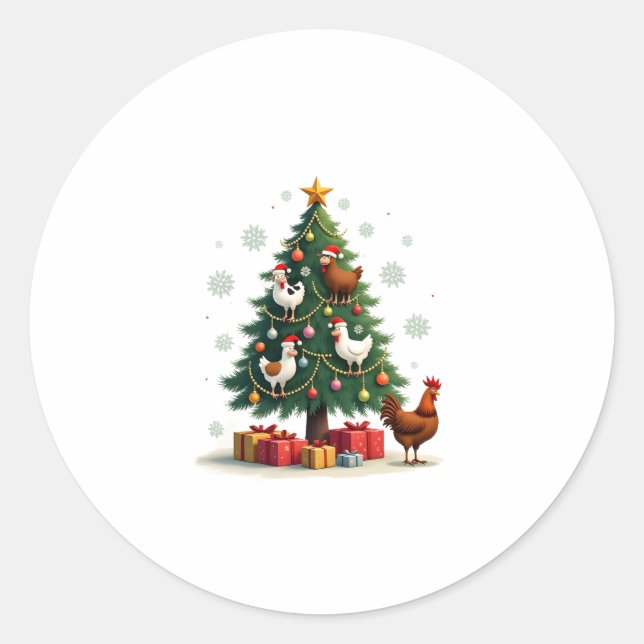 Chicken Cow Goat Horse Farm Animal Farmer Christma Classic Round Sticker (Front)