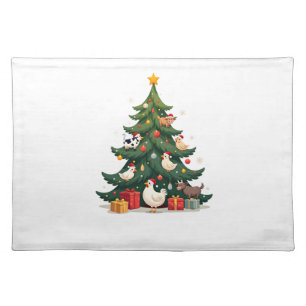 Chicken Cow Goat Horse Farm Animal Farmer Christma Cloth Placemat