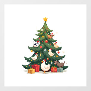Chicken Cow Goat Horse Farm Animal Farmer Christma Floor Decals