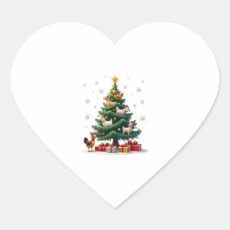Chicken Cow Goat Horse Farm Animal Farmer Christma Heart Sticker