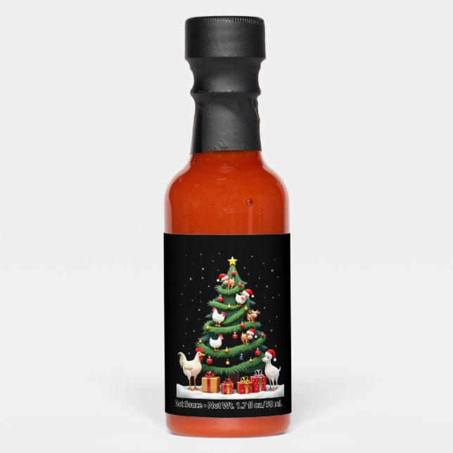Chicken Cow Goat Horse Farm Animal Farmer Christma Hot Sauces (Front)