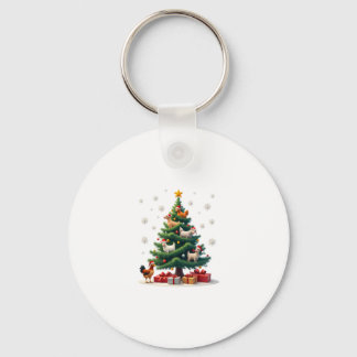 Chicken Cow Goat Horse Farm Animal Farmer Christma Keychain