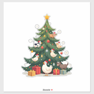 Chicken Cow Goat Horse Farm Animal Farmer Christma Sticker