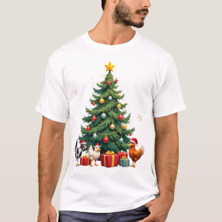 Chicken Cow Goat Horse Farm Animal Farmer Christma T-Shirt