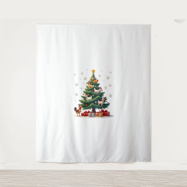 Chicken Cow Goat Horse Farm Animal Farmer Christma Tapestry (Front)