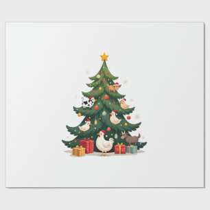 Chicken Cow Goat Horse Farm Animal Farmer Christma Wrapping Paper