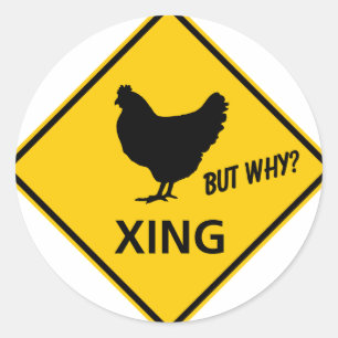 Chicken Crossing Highway Sign Classic Round Sticker