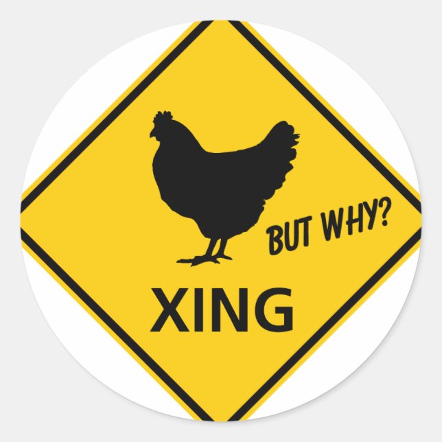 Chicken Crossing Highway Sign Classic Round Sticker (Front)