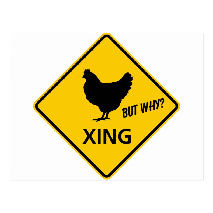 Chicken Crossing Highway Sign Post Cards